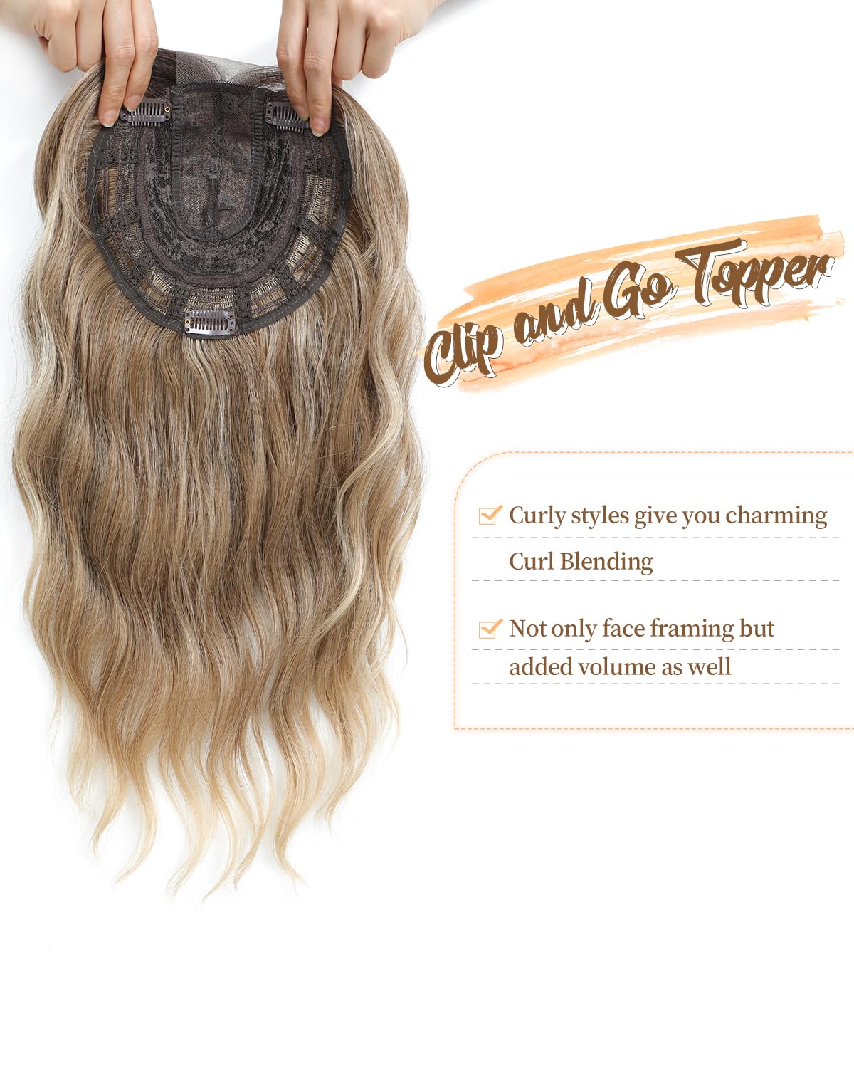 Underneath view of the PANEWAY 16 inch hairpiece showing the breathable base and anti-slip clips.