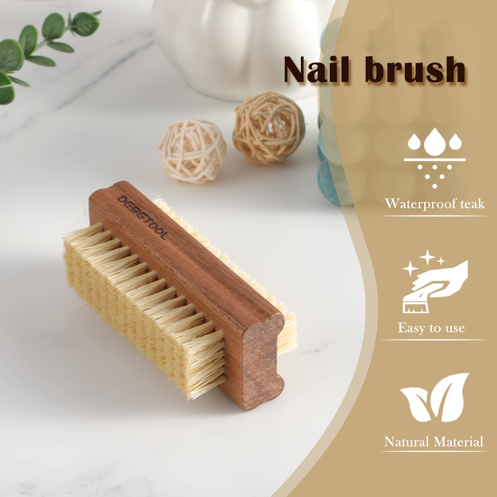 Premium wooden nail cleaning tool showing sustainable sisal fibers for everyday hand grooming.