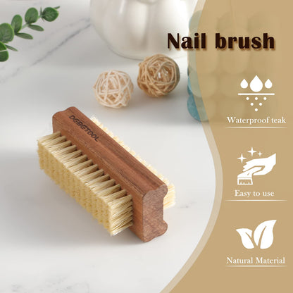 Premium wooden nail cleaning tool showing sustainable sisal fibers for everyday hand grooming.
