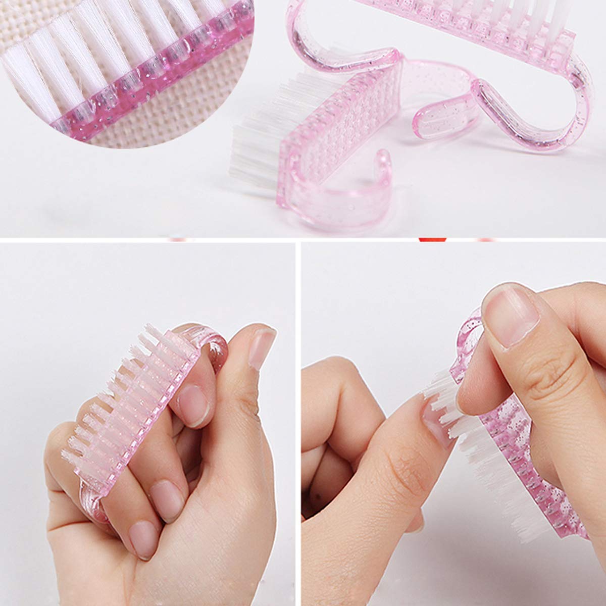 Durable soft bristle manicure nail brush showing sturdy construction details