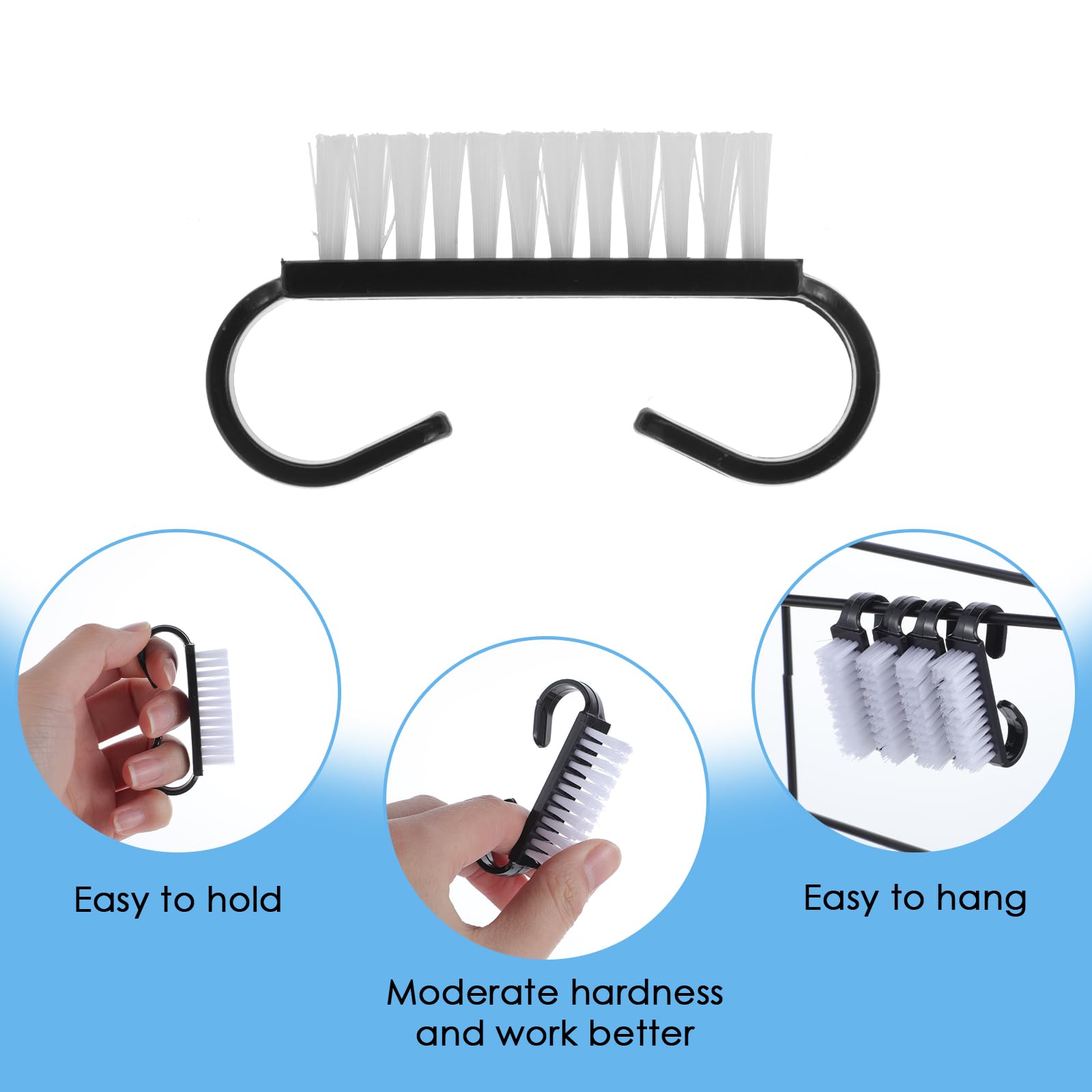 Aeaocvo twenty piece black fingernail cleaning brush pack arranged neatly to highlight the bulk quantity.