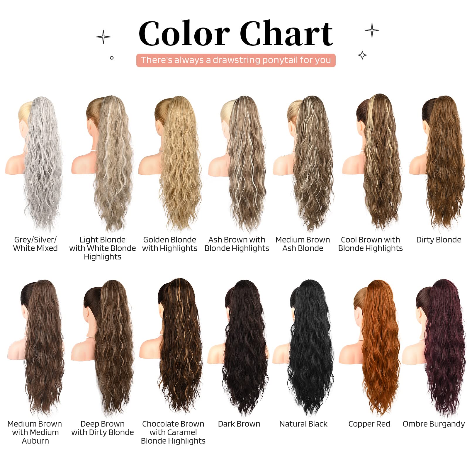 Flufymooz high-temperature synthetic silk ponytail extension displayed in protective packaging.