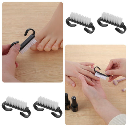 Side profile of the ergonomic plastic handle grip on the black mini manicure brush.