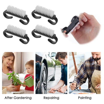 Aeaocvo nail brush cleaner tool being used to scrub underneath fingernails for hygiene.