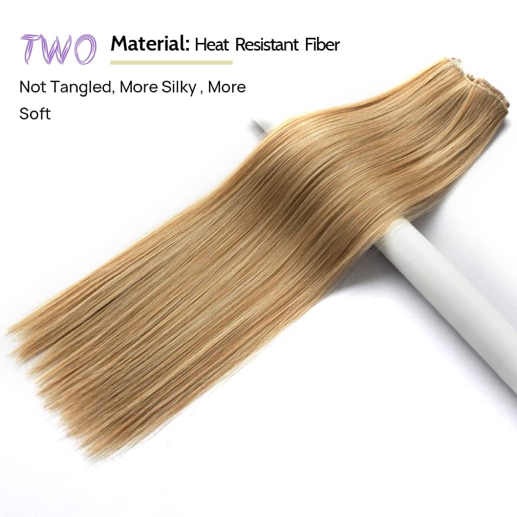 Close-up of the high-quality heat-resistant synthetic fibers of the StrRid blonde hairpiece.