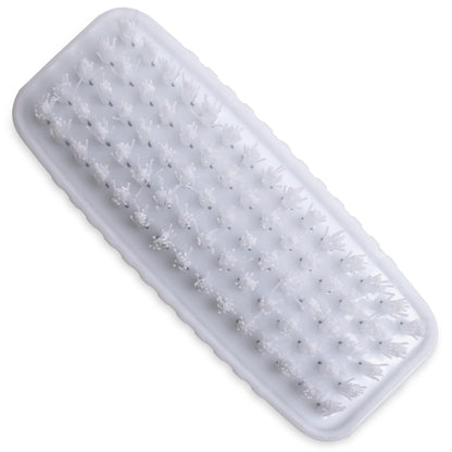 Carlisle 3623900 hand scrub brush angled view detailing the dual level bristle design for skin and fingernail cleaning.