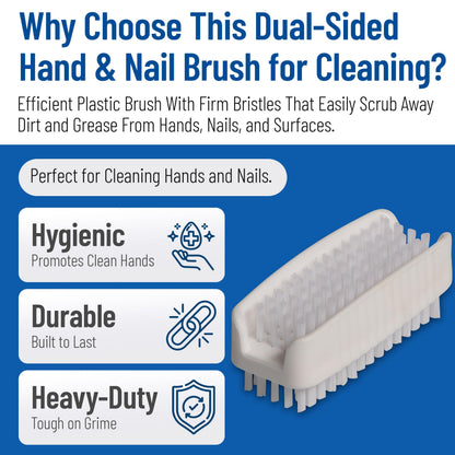 Close up of the white polypropylene bristles on the Carlisle FoodService Products Sparta hand brush highlighting durability.