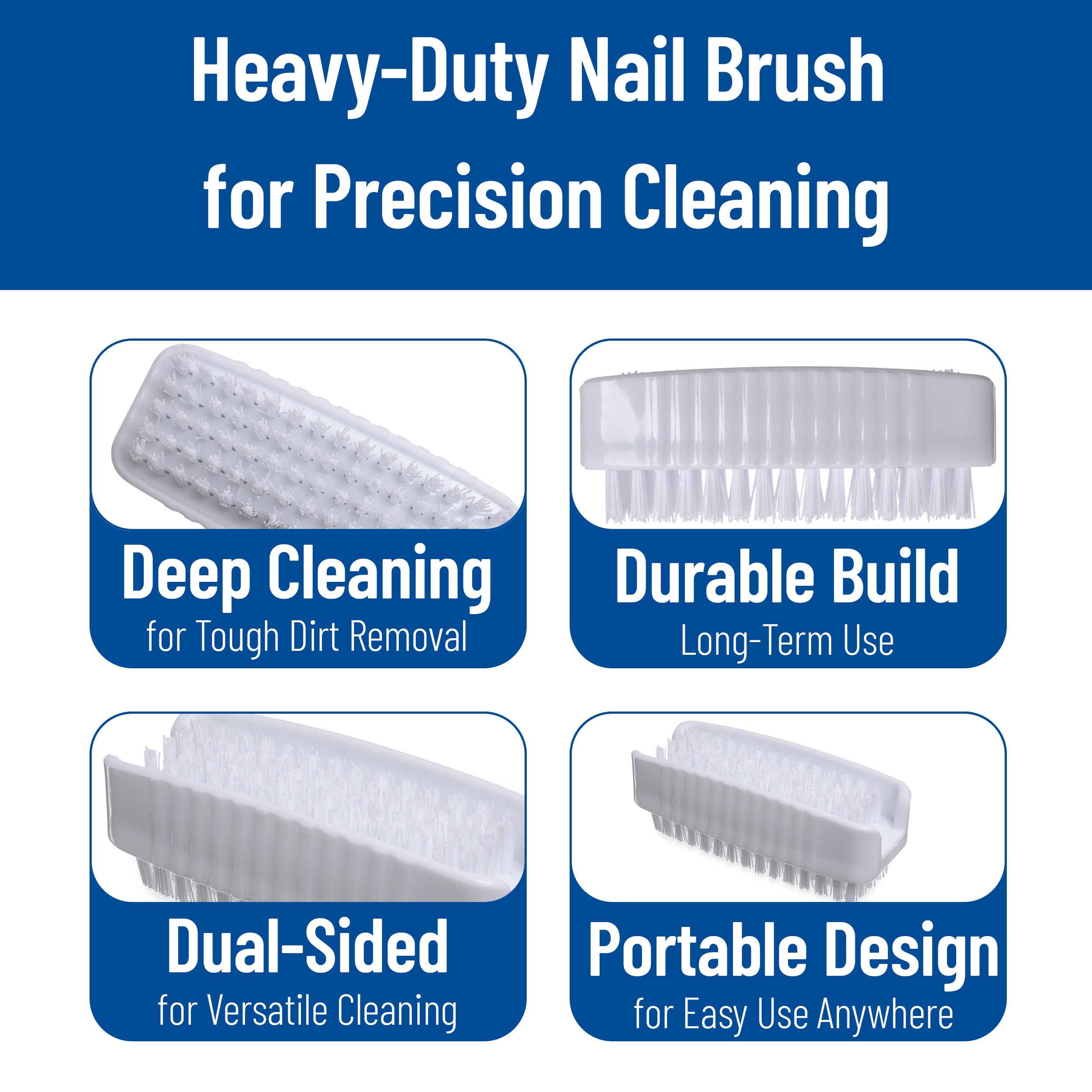 Underneath view of the 3.5 inch Carlisle Sparta nail brush illustrating the dense bristle alignment for heavy duty scrubbing.