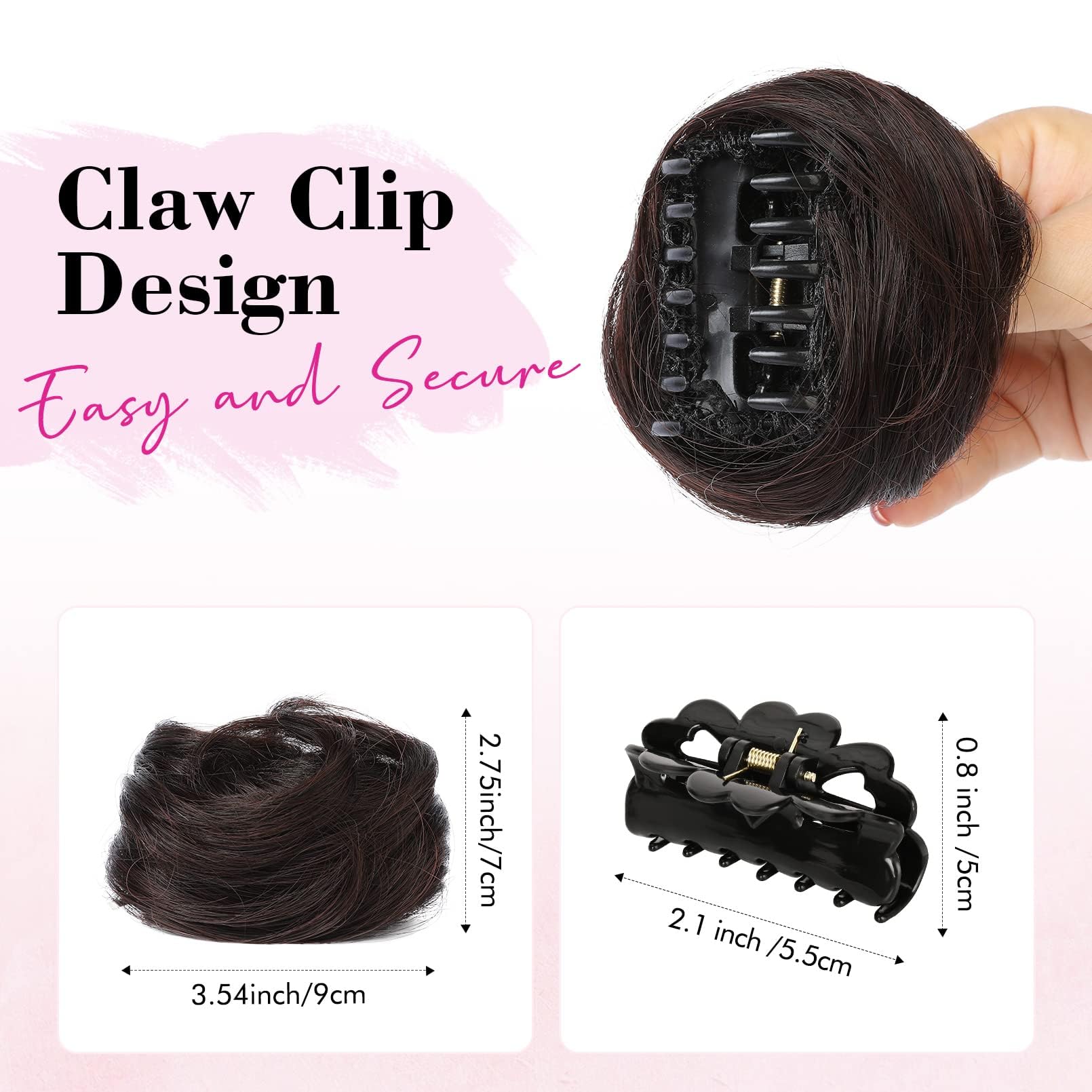 Close up of the Mini Invisi-Claw clip attachment on the REECHO messy hair bun extension.