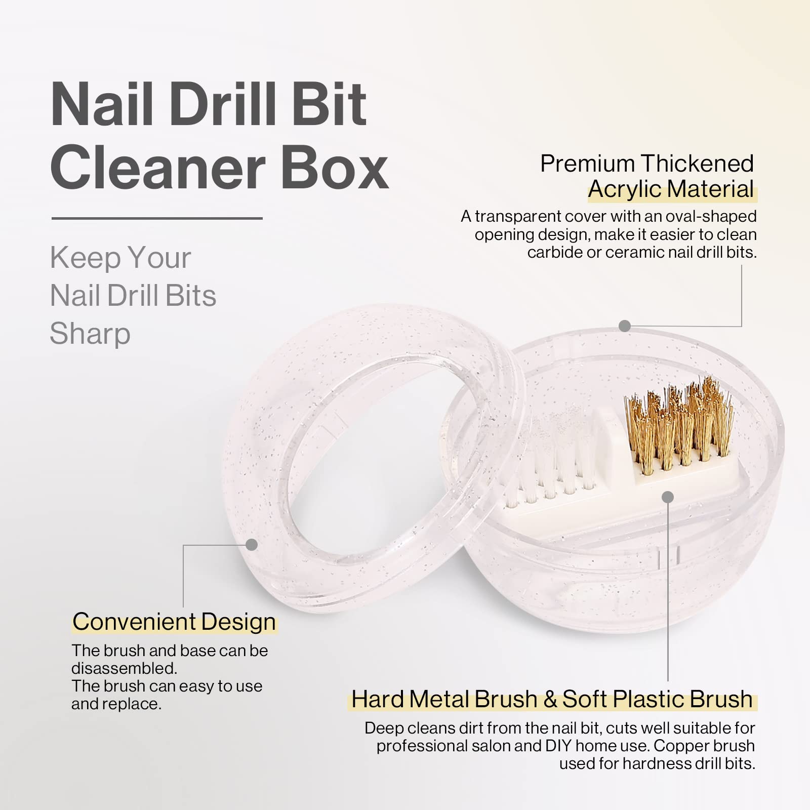 MelodySusie dual manicure brush accessory highlighting steel wire and nylon bristles close up