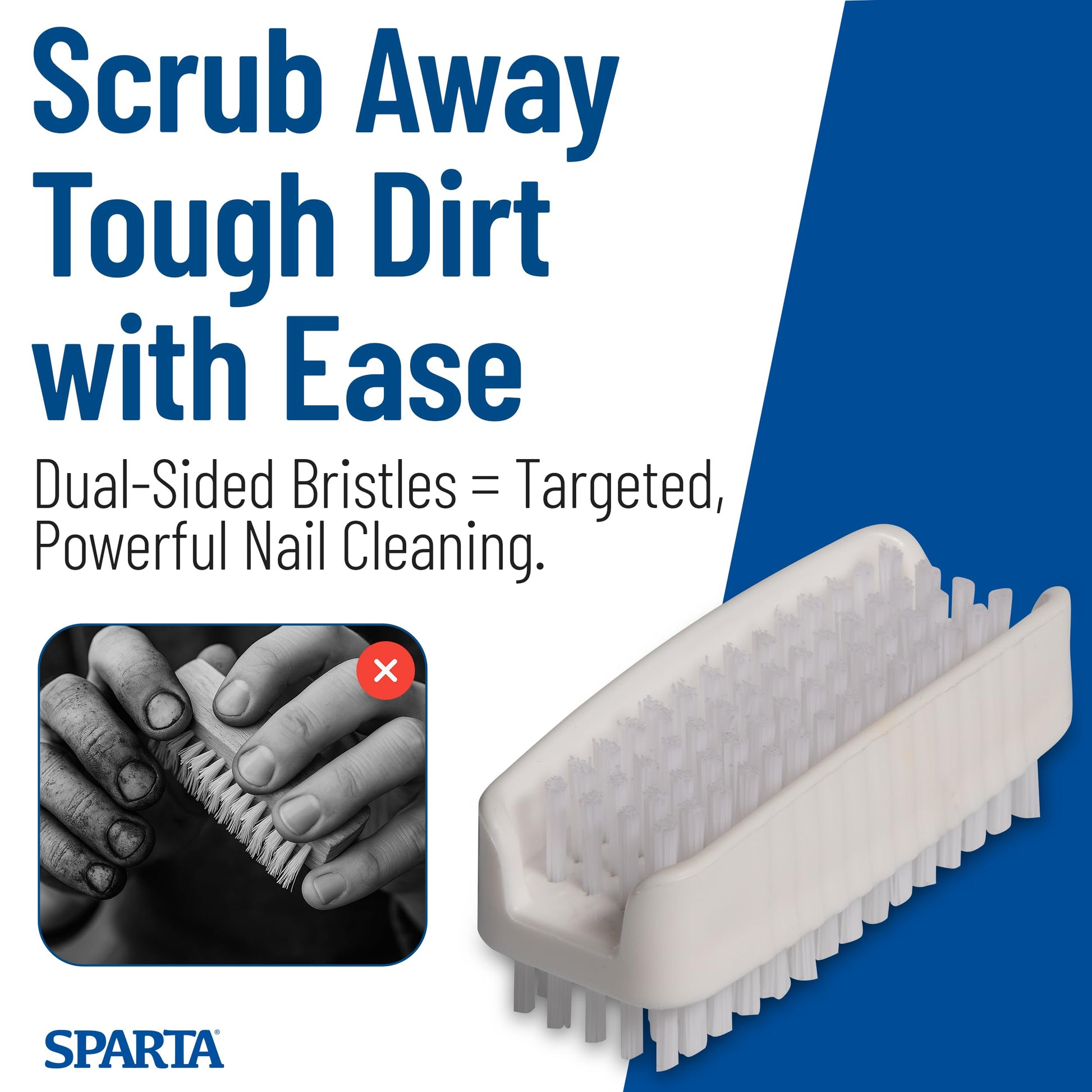 Side profile of the Carlisle 3623900 brush demonstrating the thickness of the durable white plastic block structure.