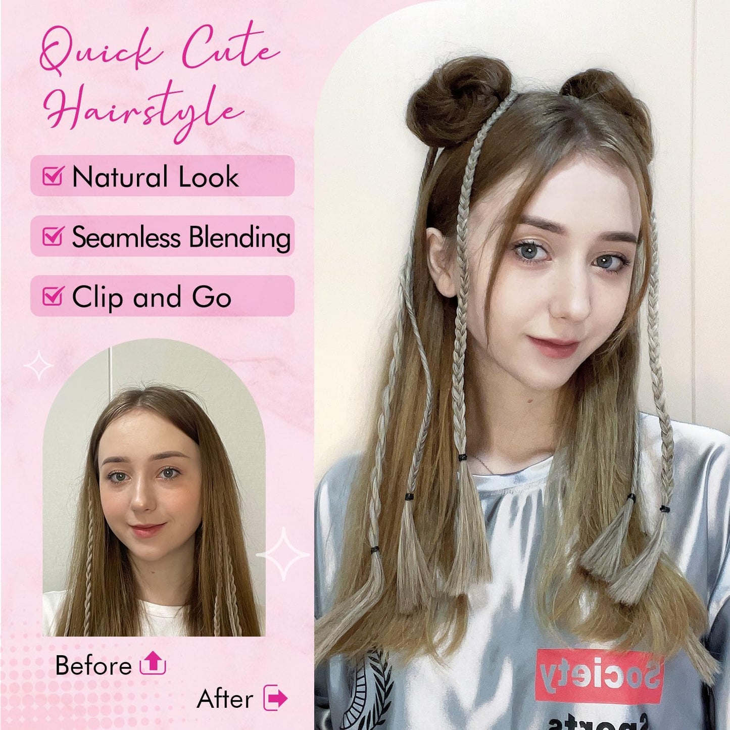 Pack of 2 REECHO HB001 wig accessory hairpieces displayed side by side against a clean background.