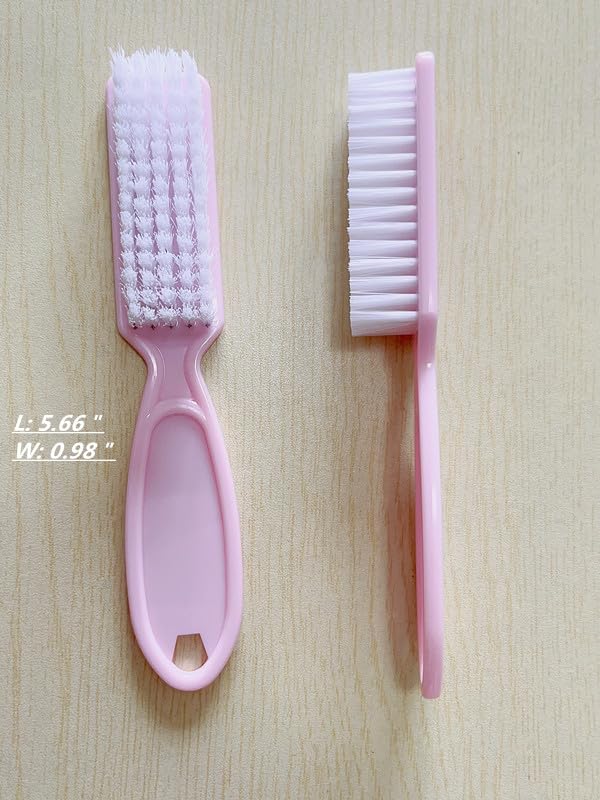 Twelve pieces of pink nail dust brushes arranged neatly for home salon use