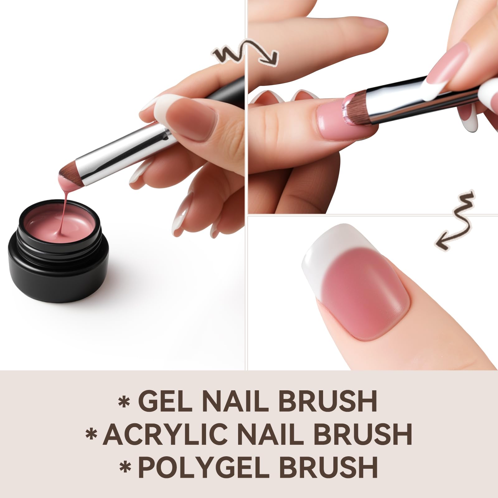 GSWOI manicure drawing pen showing its versatility with builder gel and polygel.