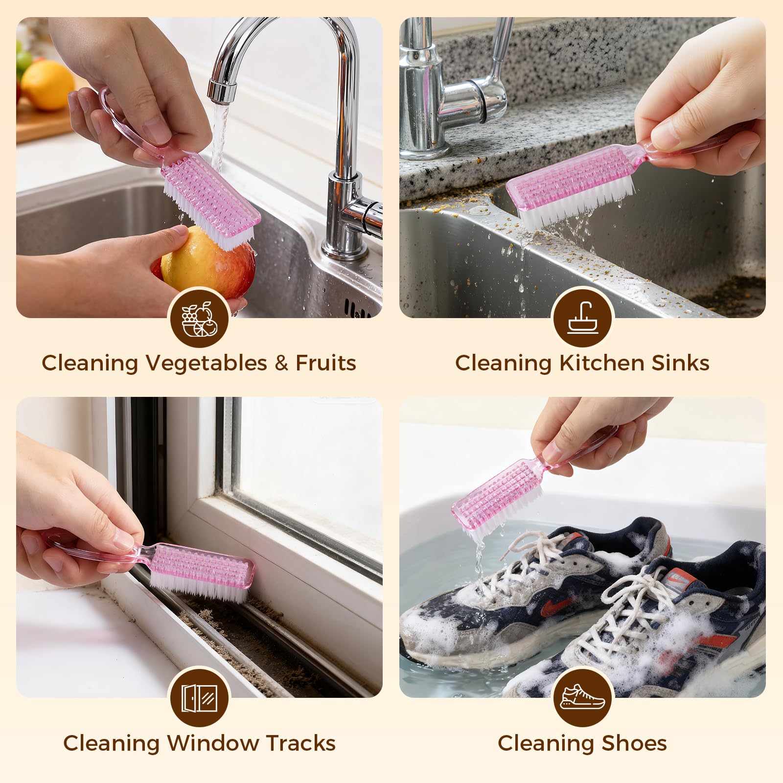 Multi-color Larbois fingernail cleaning brush pack
