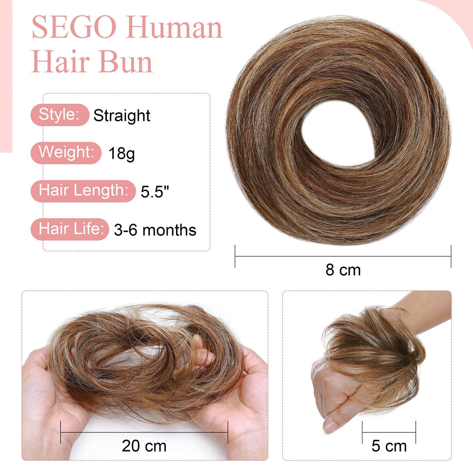 Premium human hair volumizing messy bun extension for women hair updo styles.