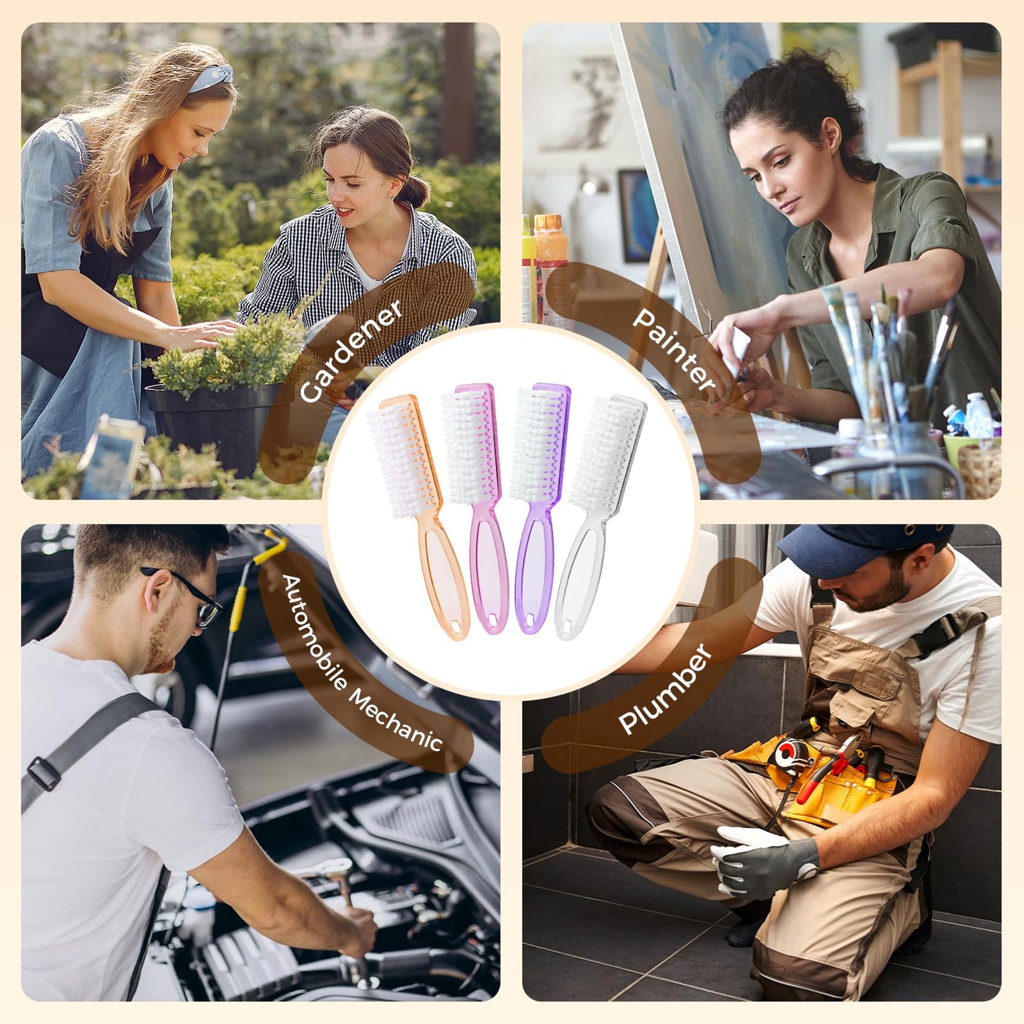 Ergonomic handle of Larbois nail brush for cleaning