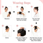 Imported USA real human hair bun extension showing realistic texture under lighting.