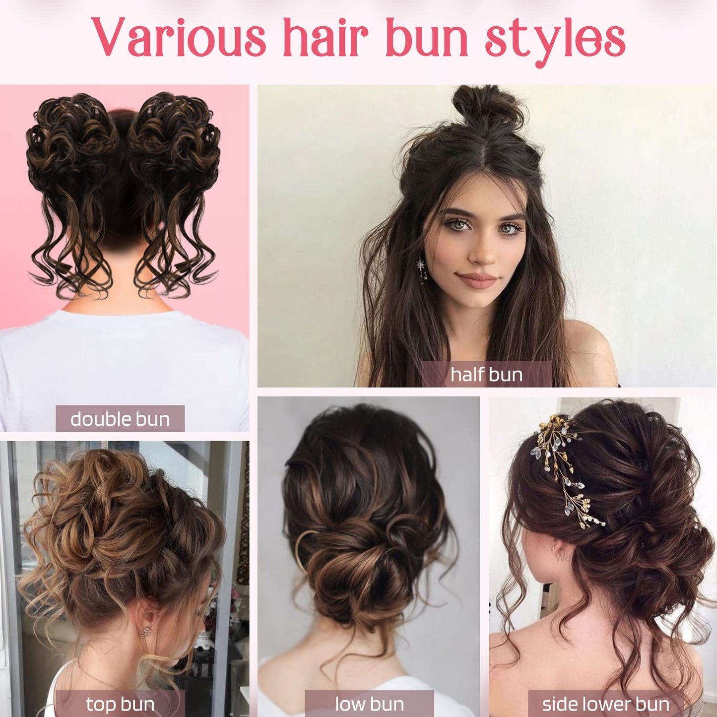 Demonstration of the flexible elastic band inside the synthetic chignon extension for secure attachment.