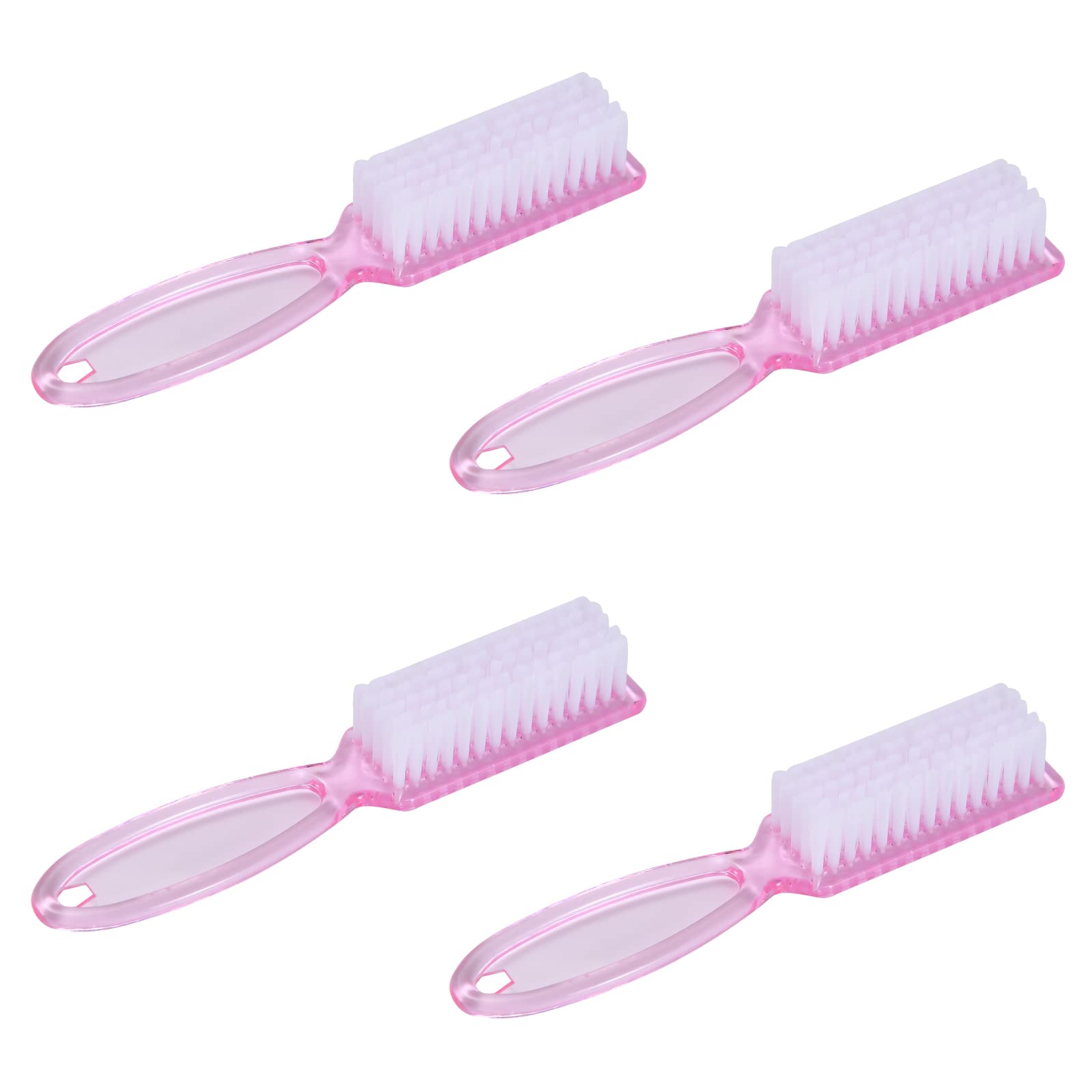 Close up view of the durable nylon bristles on the plastic hand scrubbing brush
