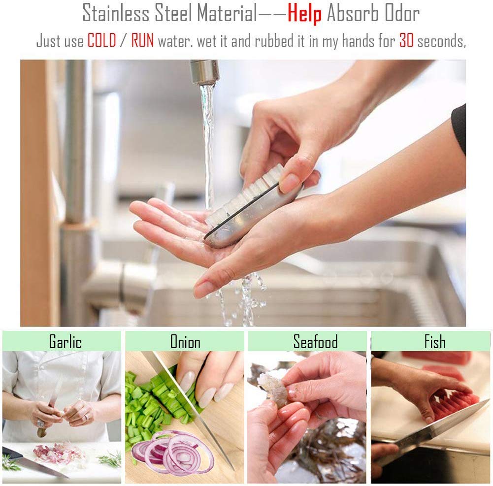 Using the HONOMA stainless steel handle under running water to remove garlic smells