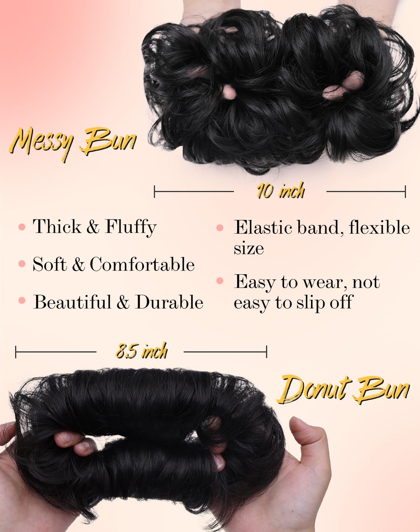 Fluffy donut updo synthetic chignon ponytail extension back view
