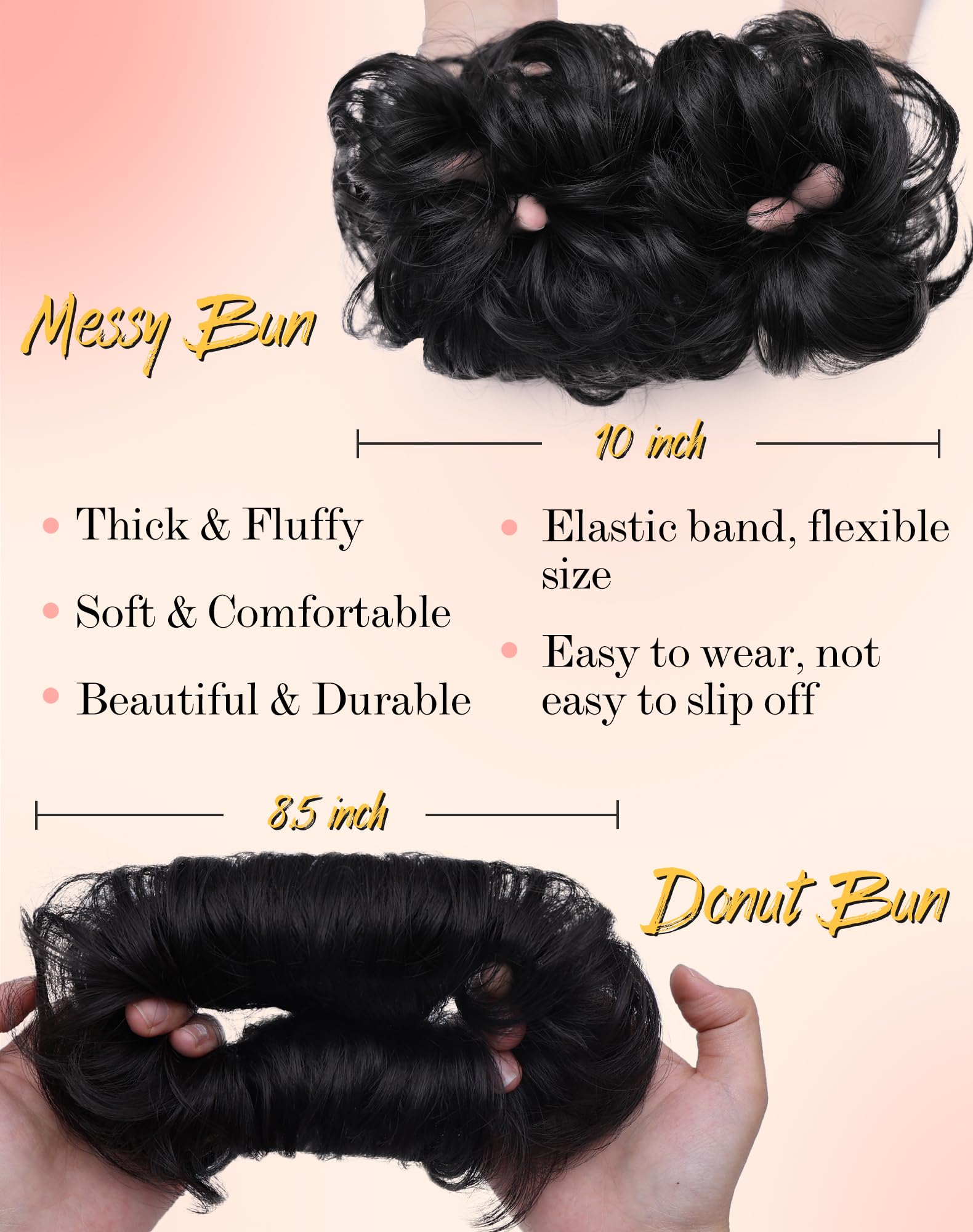 Fluffy donut updo synthetic chignon ponytail extension back view