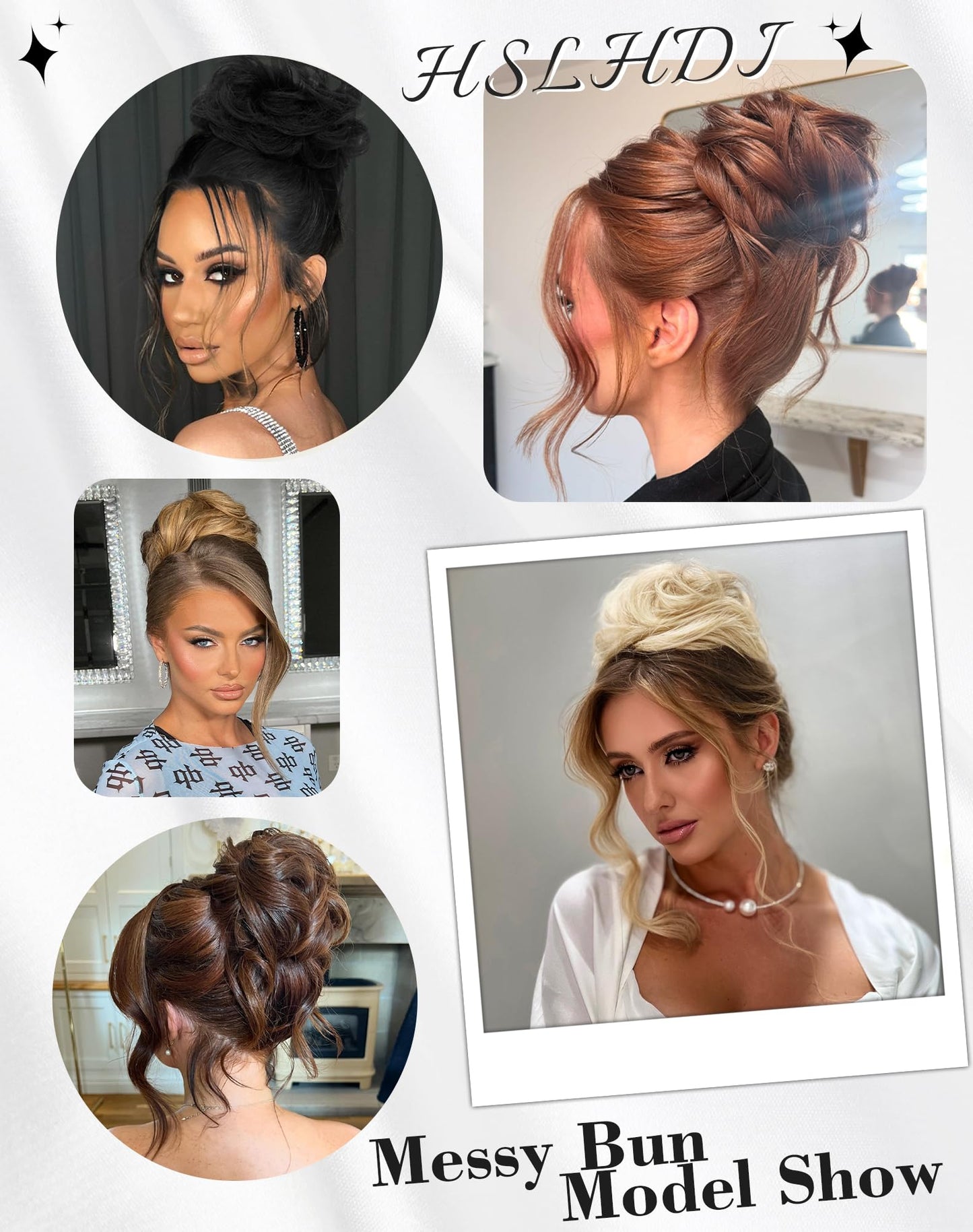 Two different styles of synthetic hair bun extensions side by side