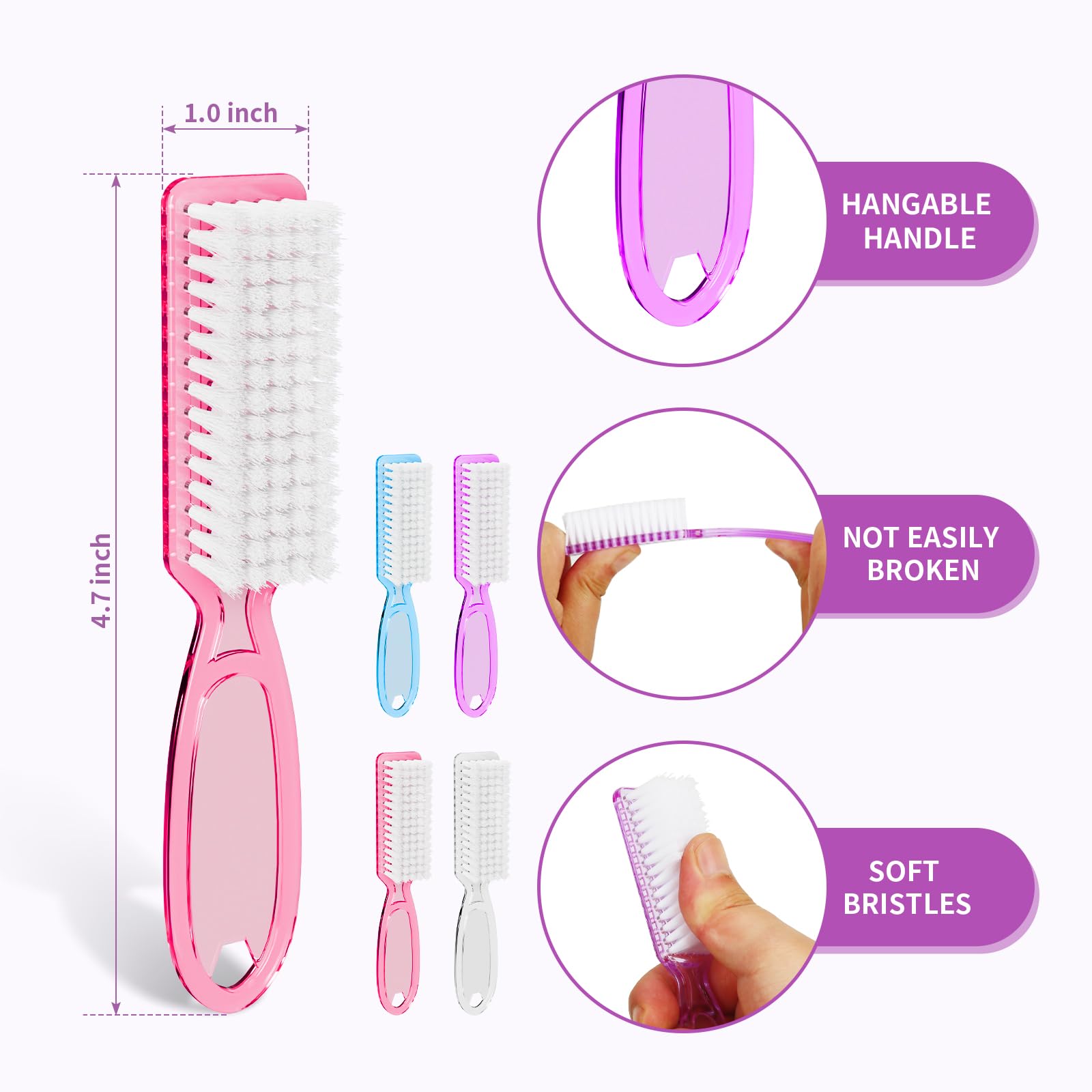 Squligt fingernail scrub brush held in hand demonstrating the non-slip ergonomic handle grip design