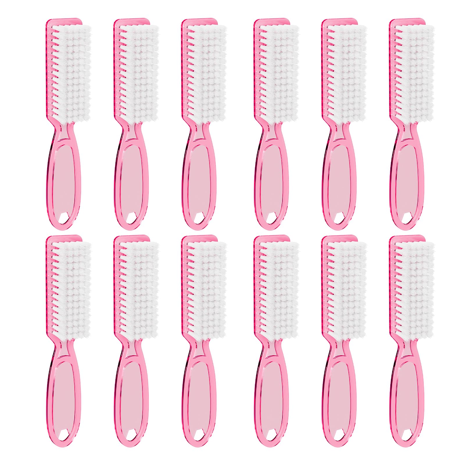 Squligt clear pink toe nail scrubber showing the compact and durable lightweight plastic structure