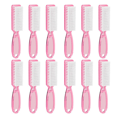 Squligt clear pink toe nail scrubber showing the compact and durable lightweight plastic structure