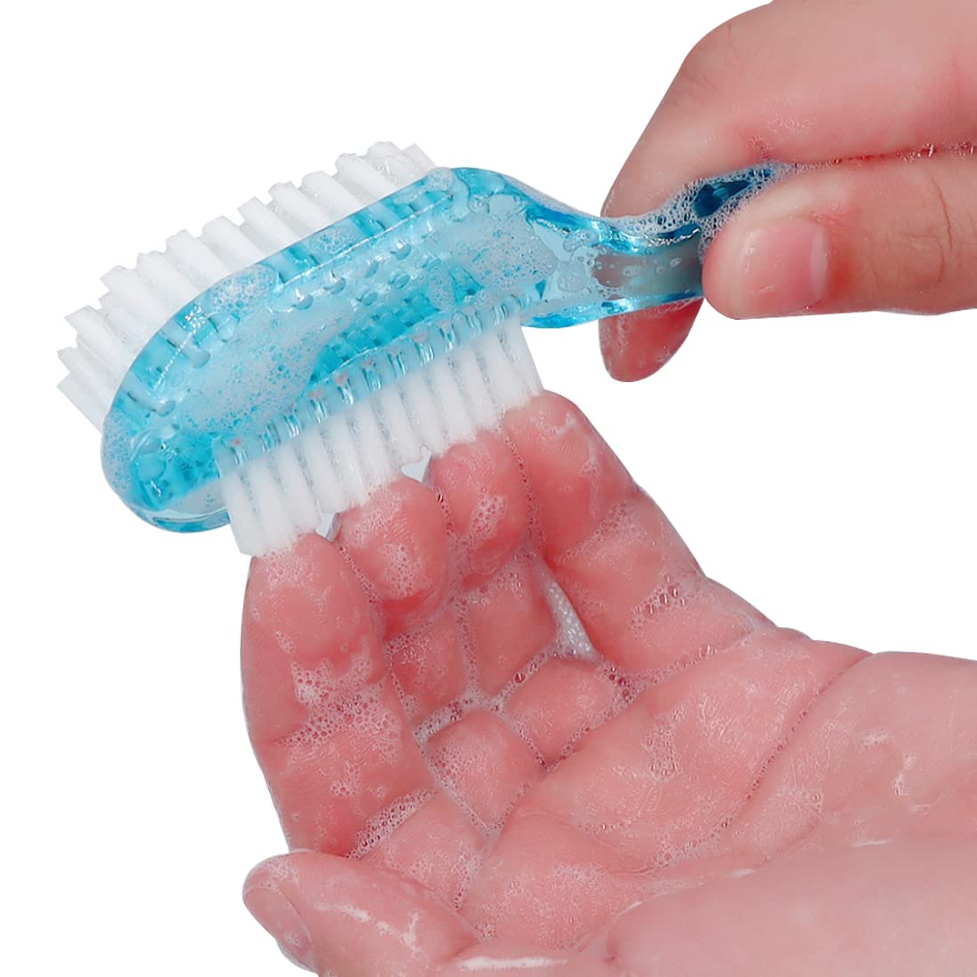 Ergonomic long handle grip hand brush for easy manicure and pedicure preparation