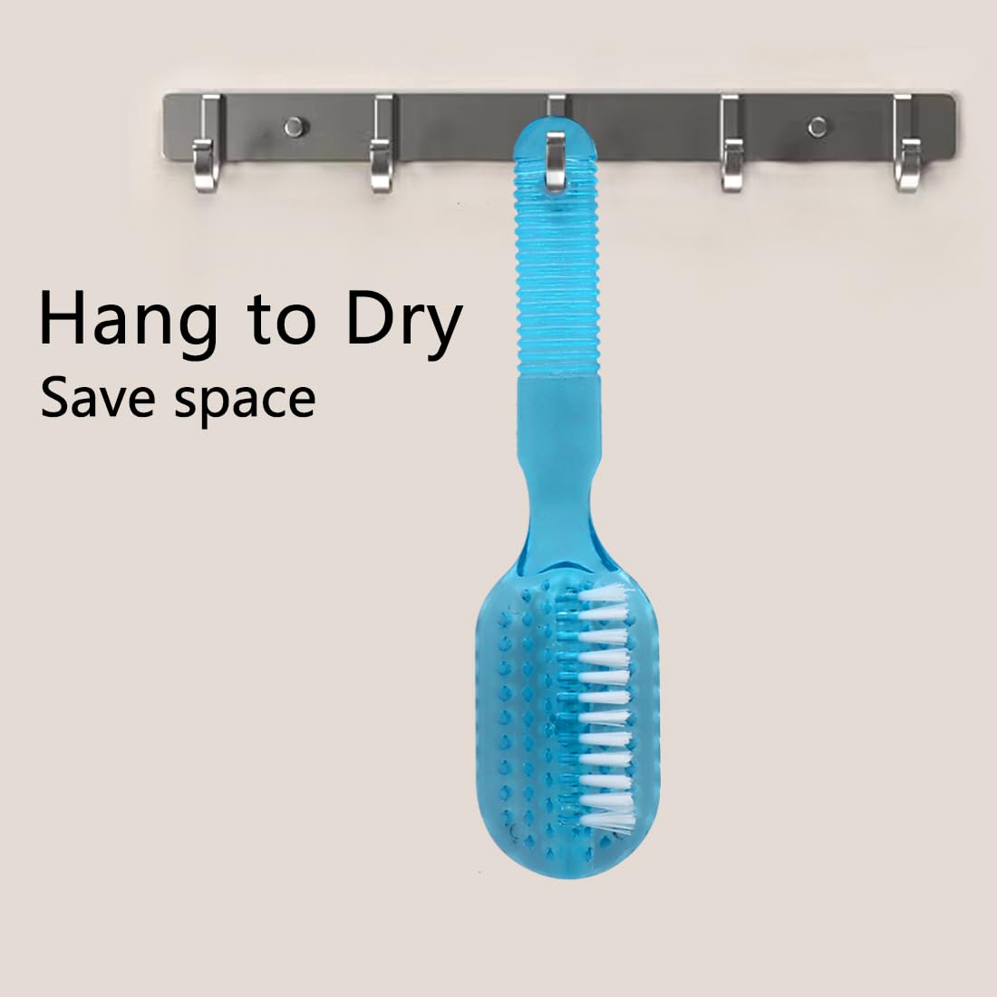 Multifunctional hand cleaning brush being used to clean shoes and laundry stains