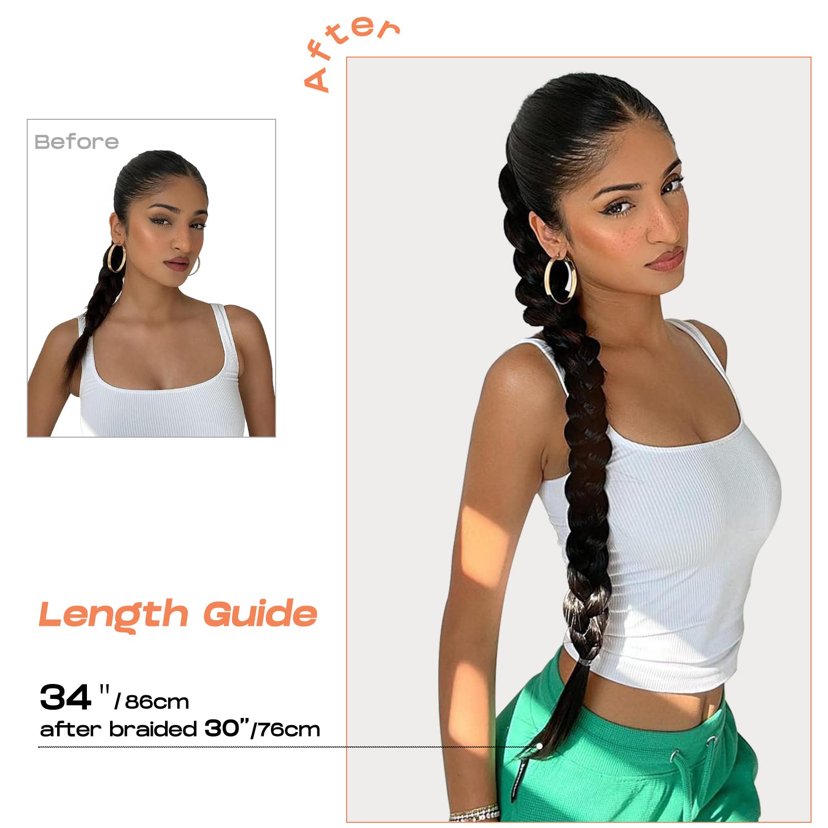 Step by step application of the premium synthetic straight sleek wrap around braid extension