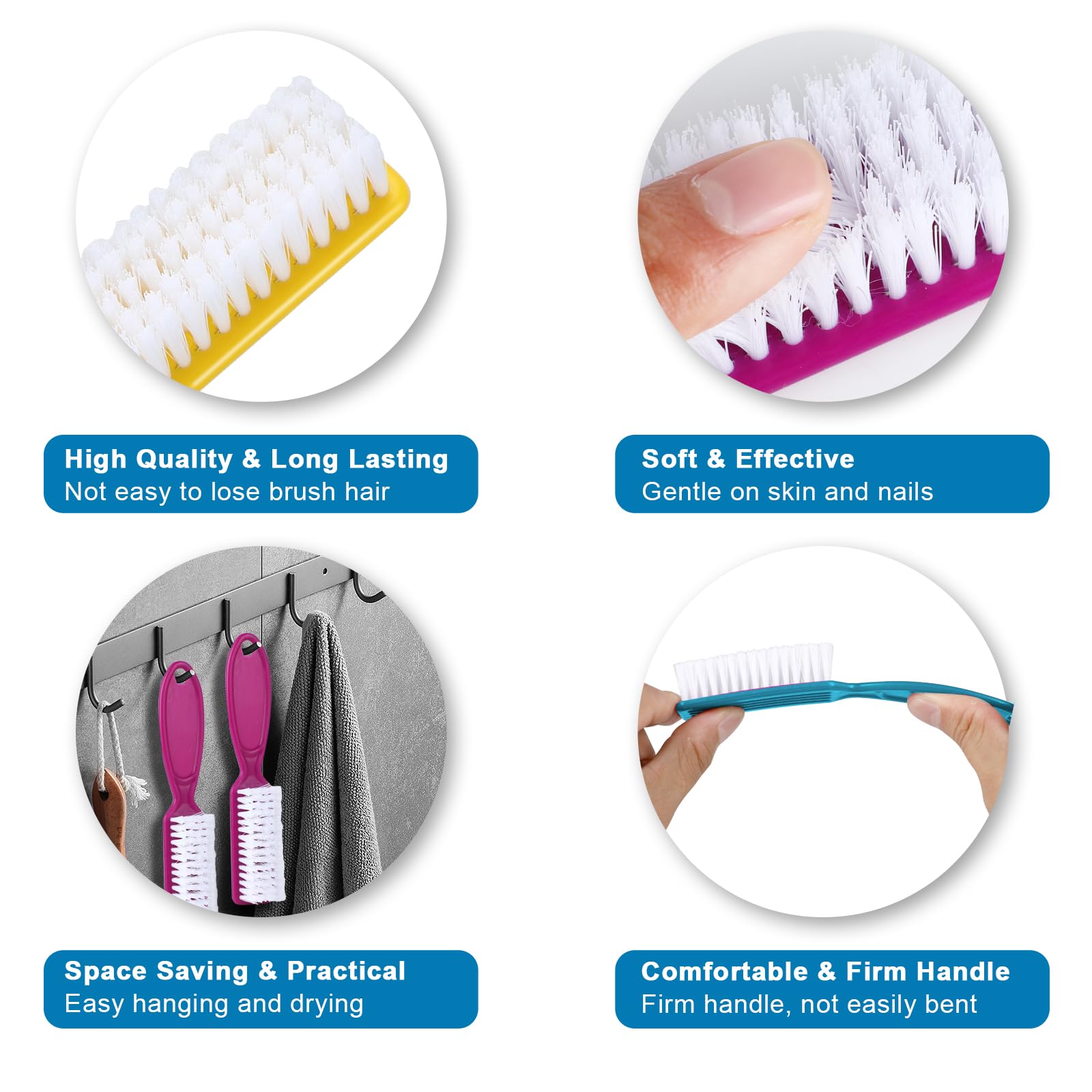 Ergonomic handle design of the DAYGOS pedicure scrub brush demonstrating the convenient hanging hole.