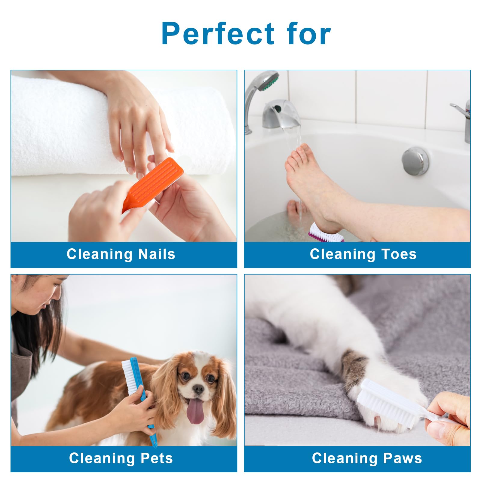 Six vibrant colors of DAYGOS premium imported personal care nail cleaners arranged neatly.
