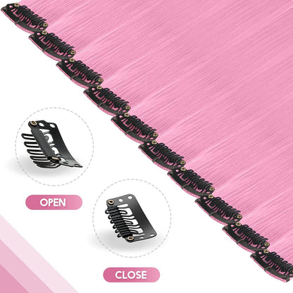 Close up view of the secure knitted double weft and small metal clip mechanism