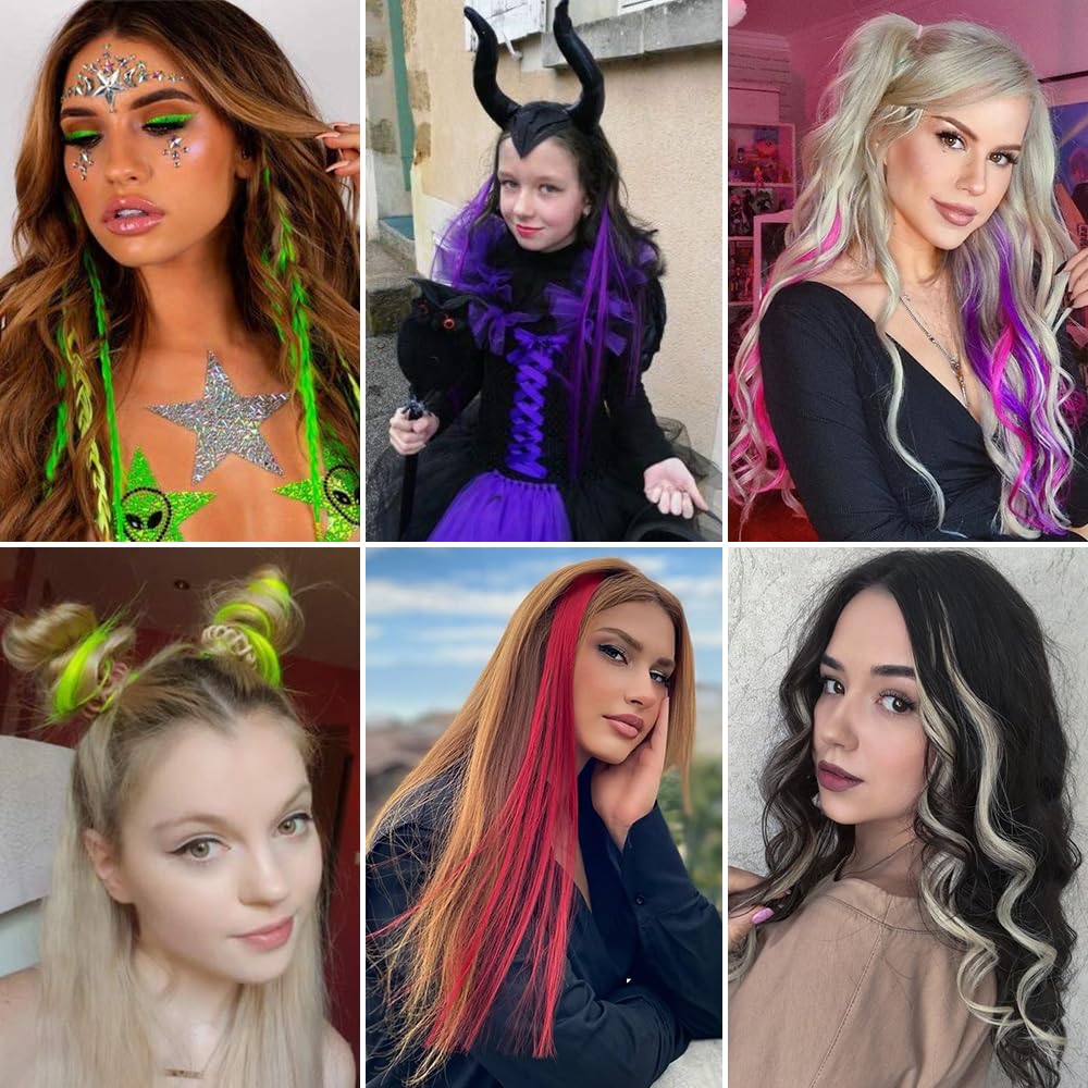 Packaging layout of the ten piece colorful synthetic hairpiece set for women