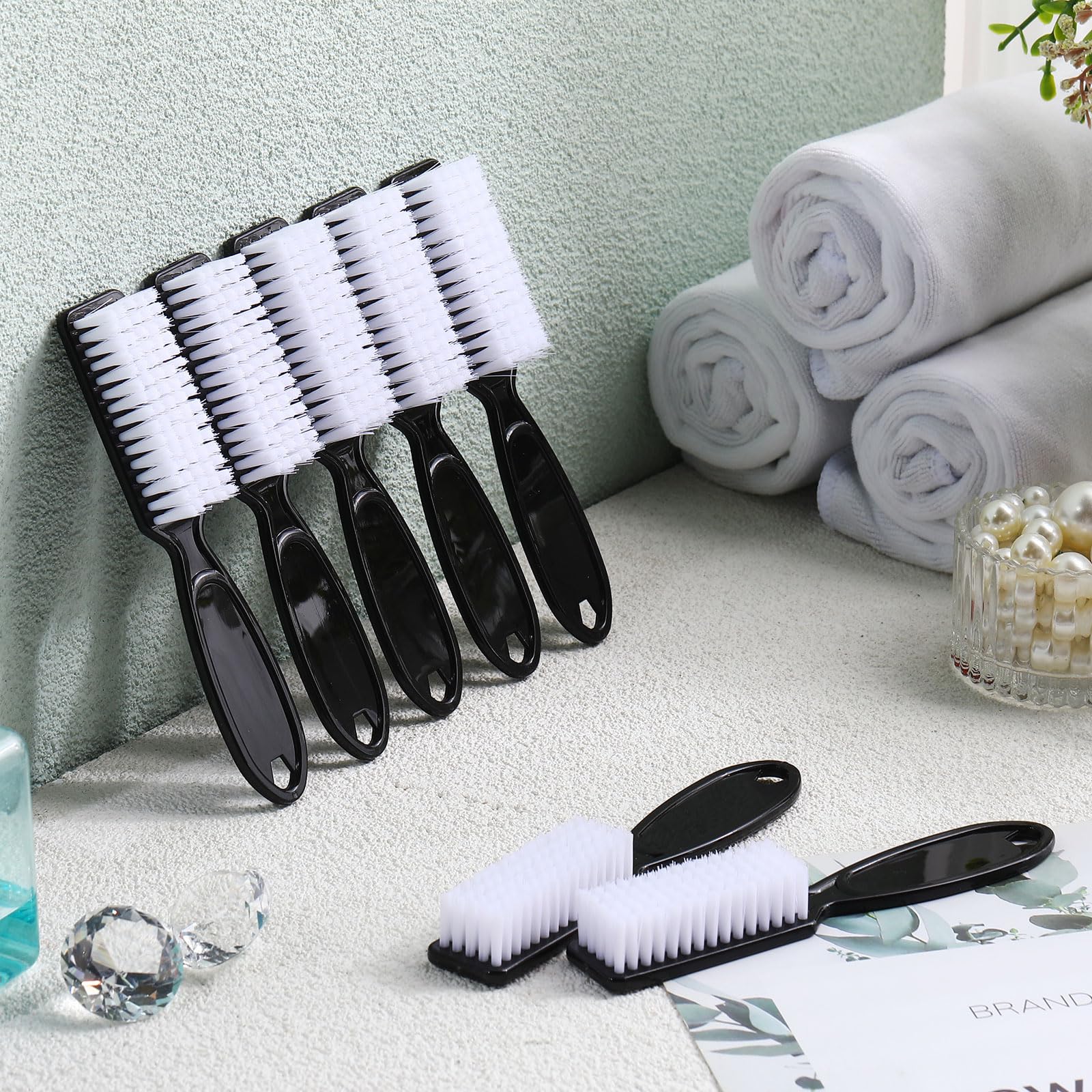 Close up of the sturdy bristles on the Patelai fingernail scrub brush for manicures.