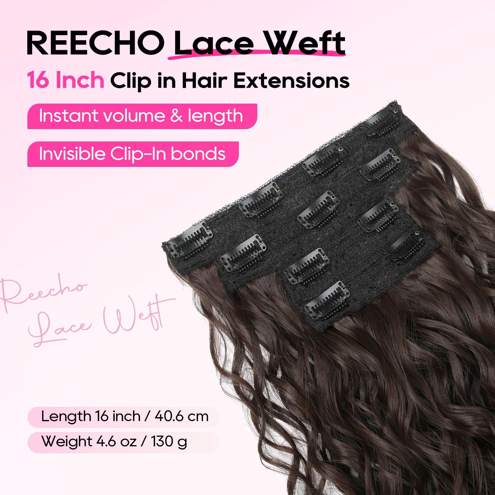 Four piece set of invisible lace weft curly hairpieces spread out