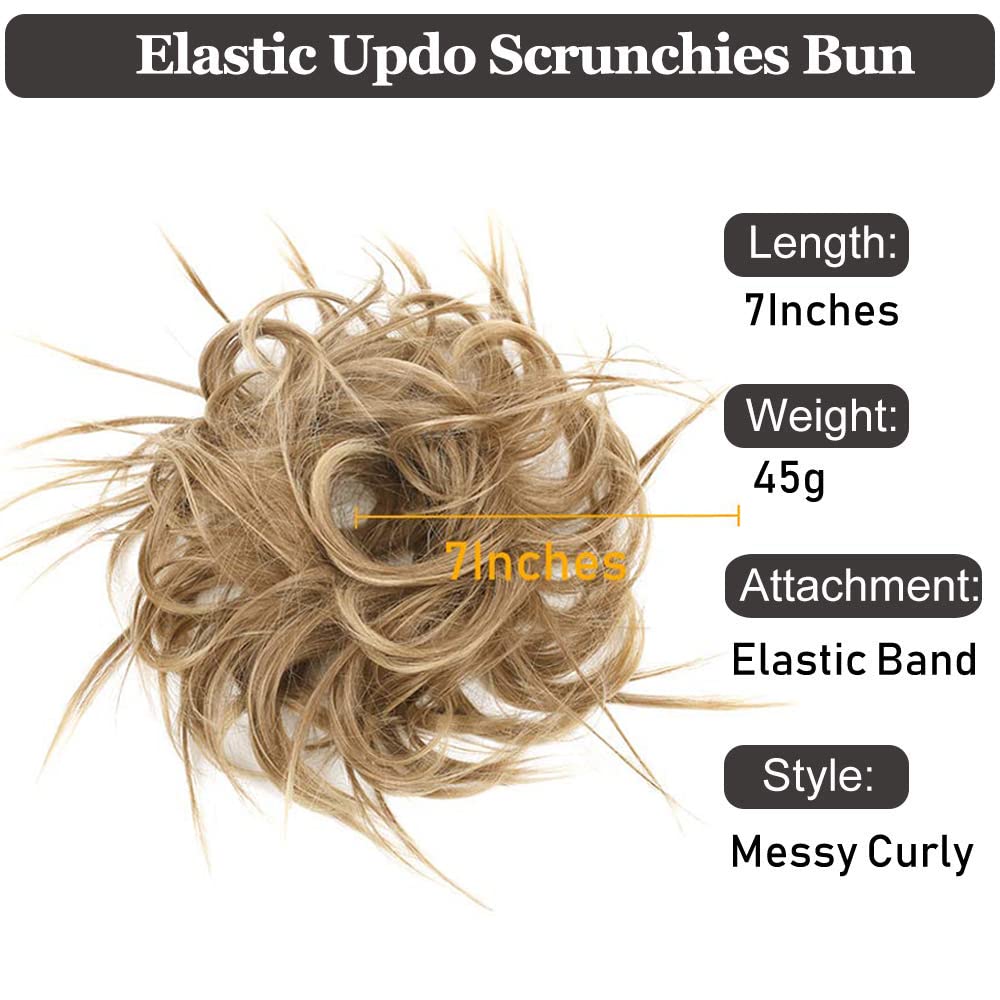 HMD premium synthetic hair extension scrunchie highlighting the secure elastic rubber band and inner dual comb clips