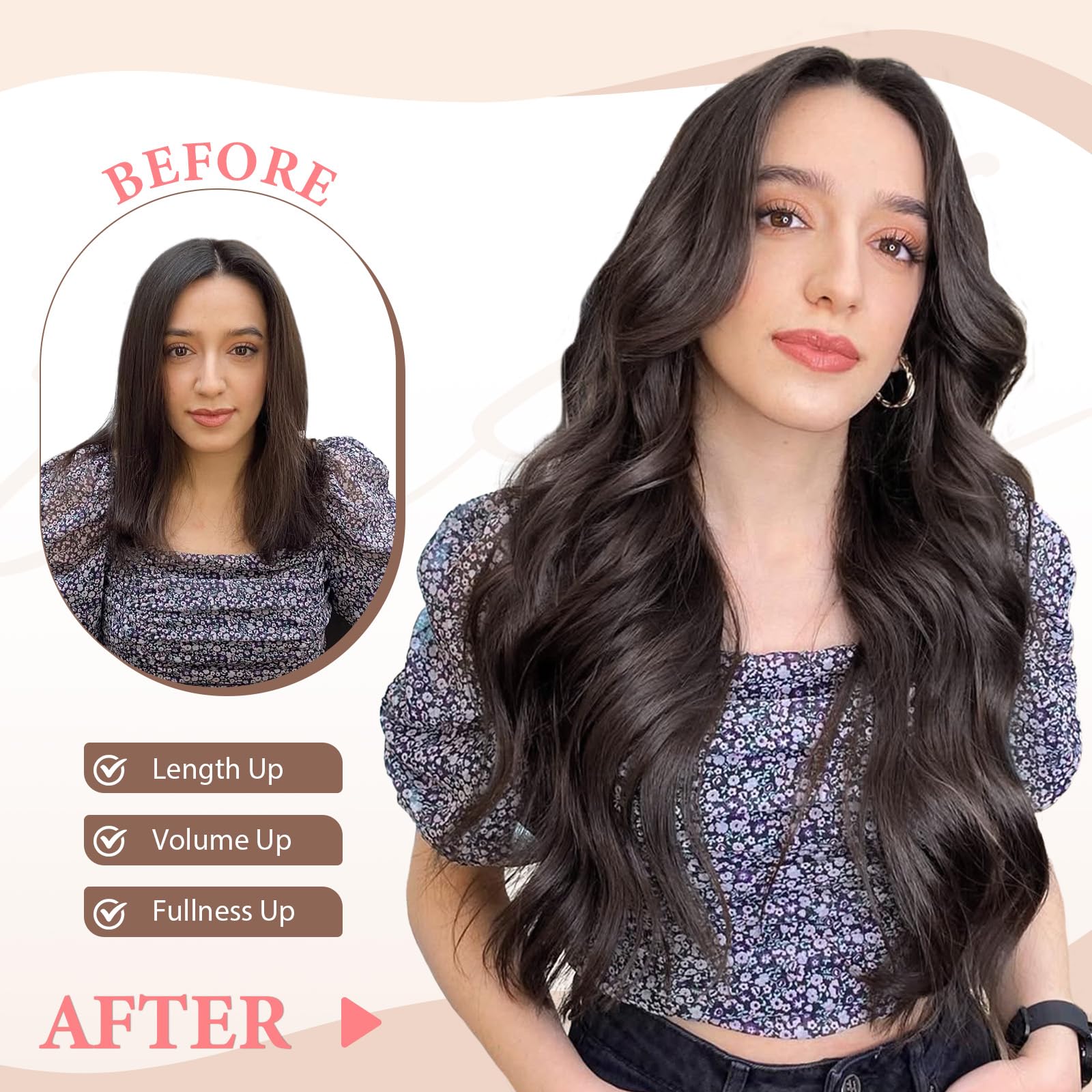 Fliace six piece long wavy hairpieces set spread out flat