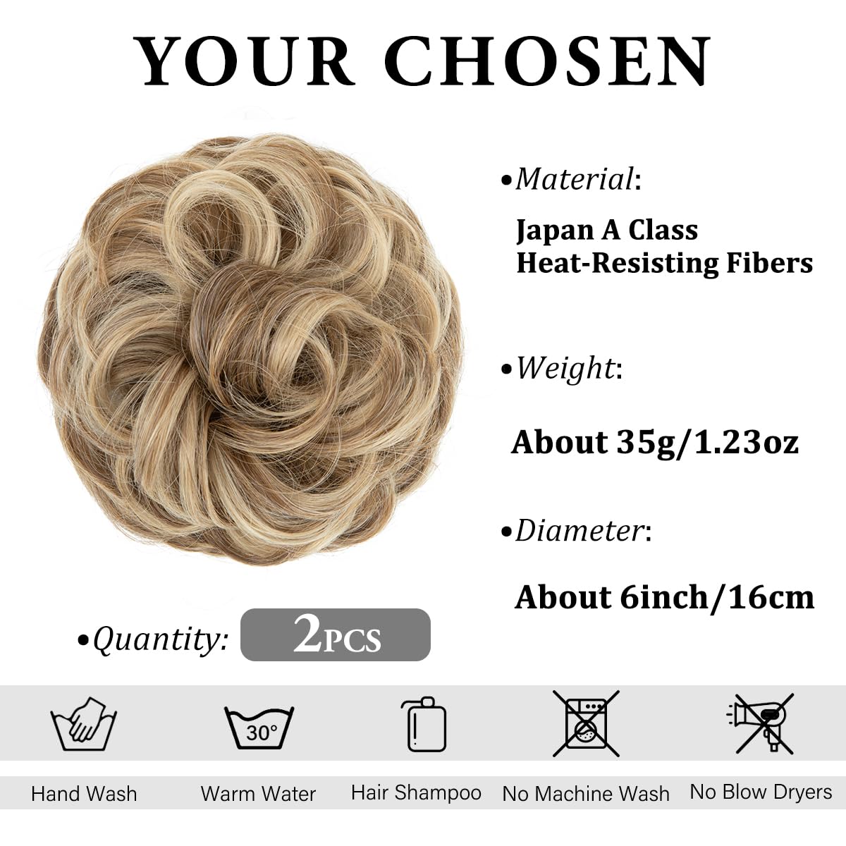 SARLA two piece scrunchie ponytail extension in sand blonde color