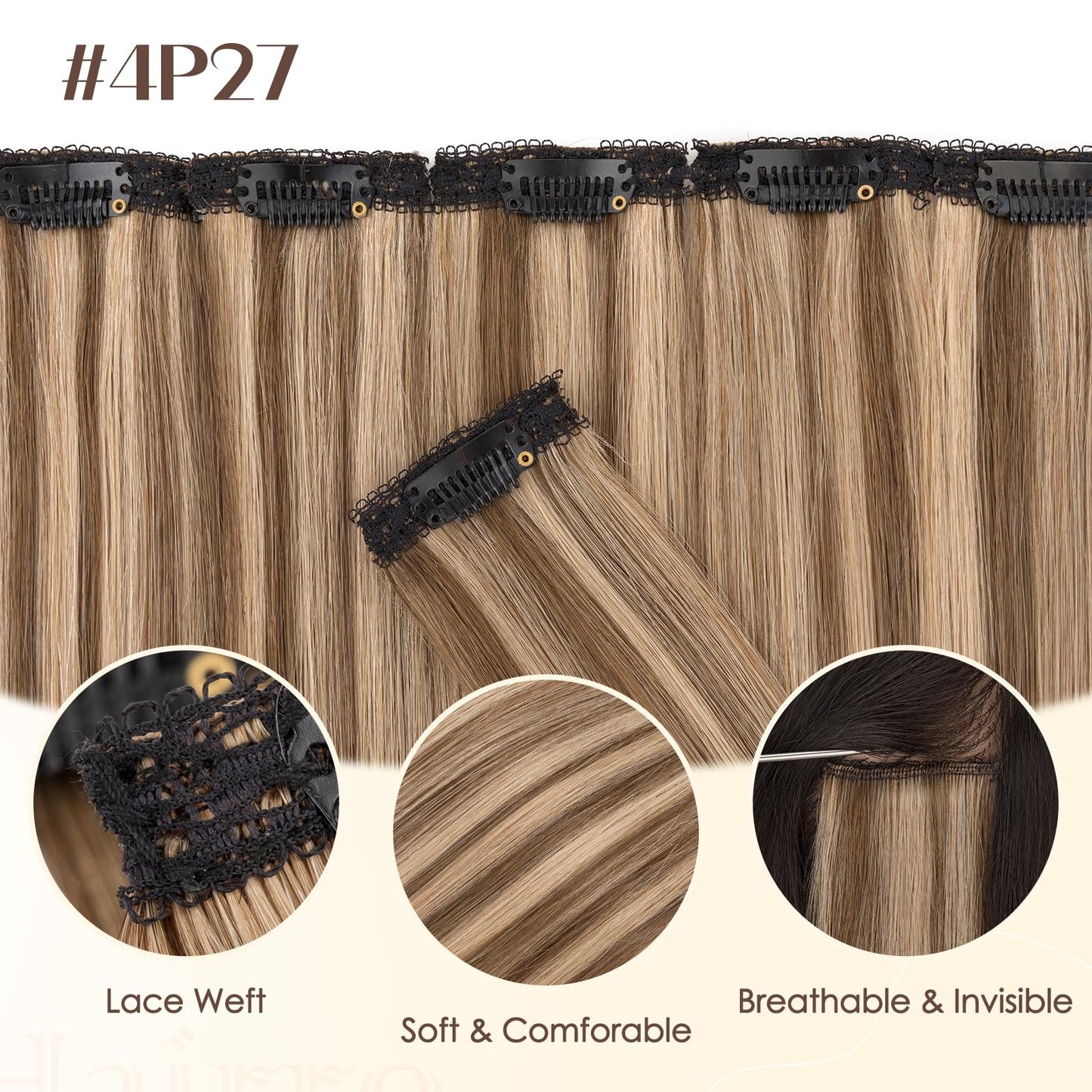 Side placement demonstration of the Hairro short clip in hair extensions for adding natural volume
