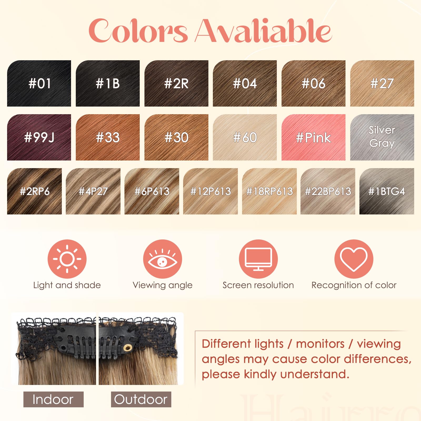 Hairro premium quality Remy human hair extension pieces laid out flat showing authentic texture