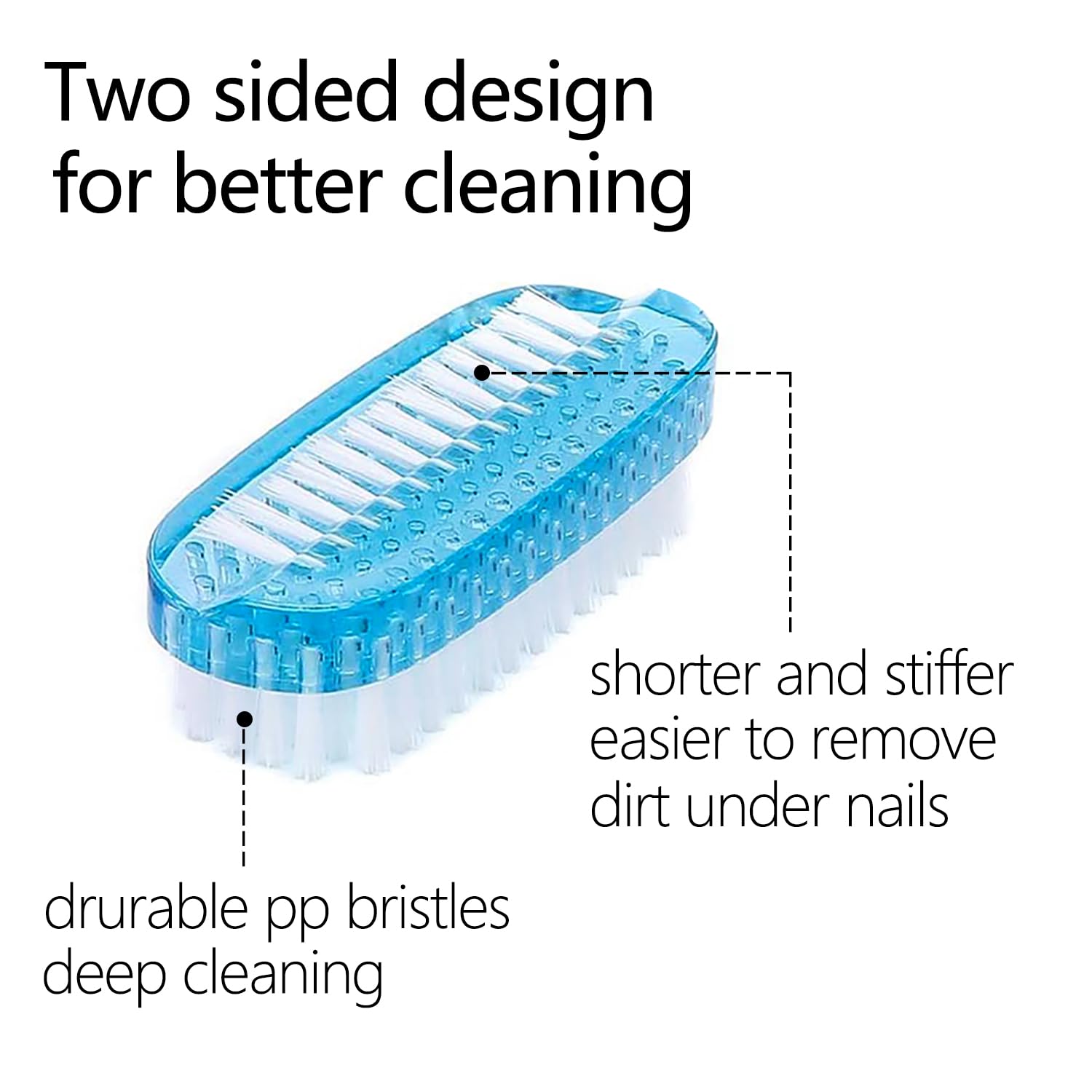 Close up of soft and stiff polypropylene bristles on xjinmin hand brush
