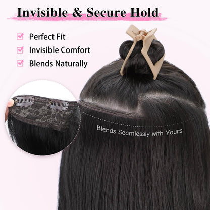 Step by step application of ALXNAN synthetic extensions blending into dark natural hair