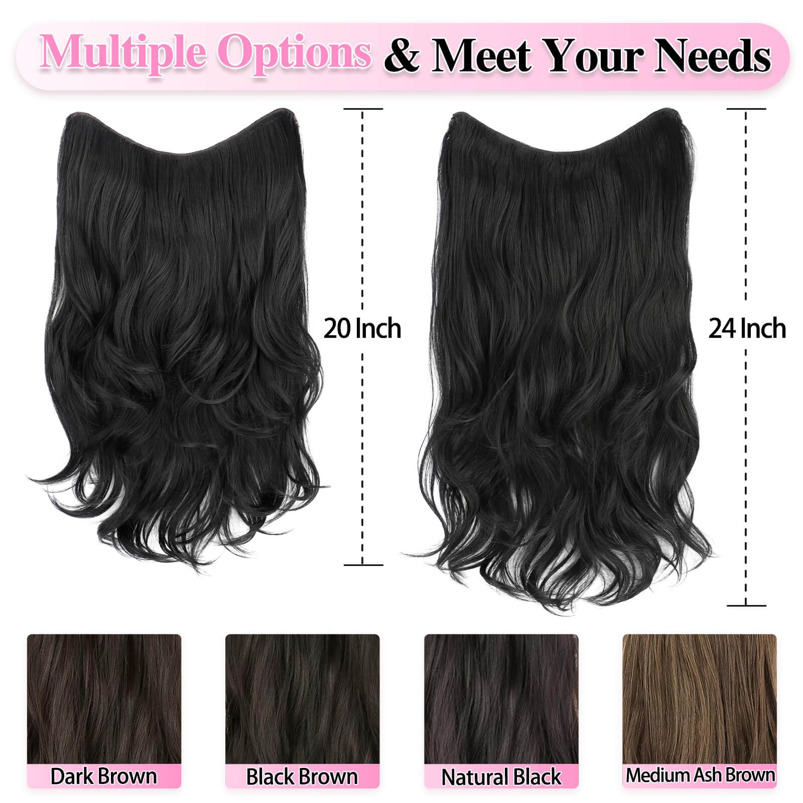 ALXNAN 20 inch synthetic hair extensions premium packaging and included clips overview