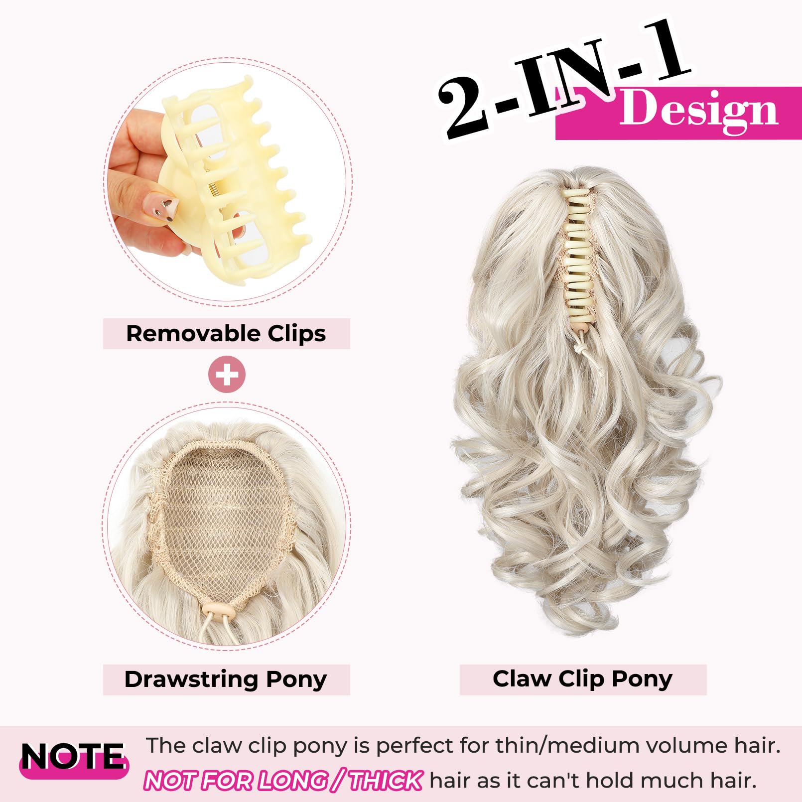 Claw clip attachment detail on REECHO loose curly ponytail extension