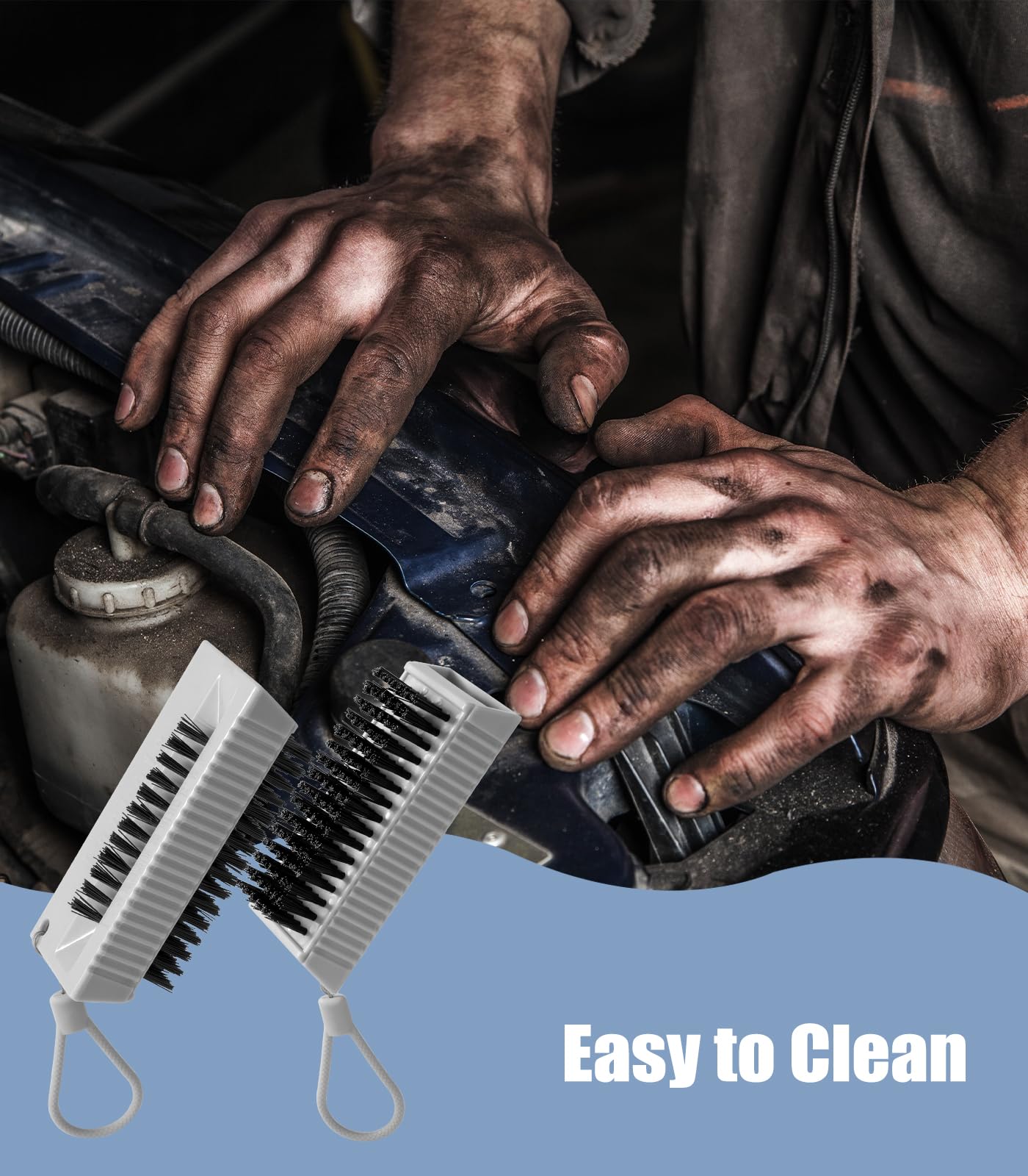 Larbois heavy duty hand and nail brush pack side view emphasizing the ergonomic corrugated texture